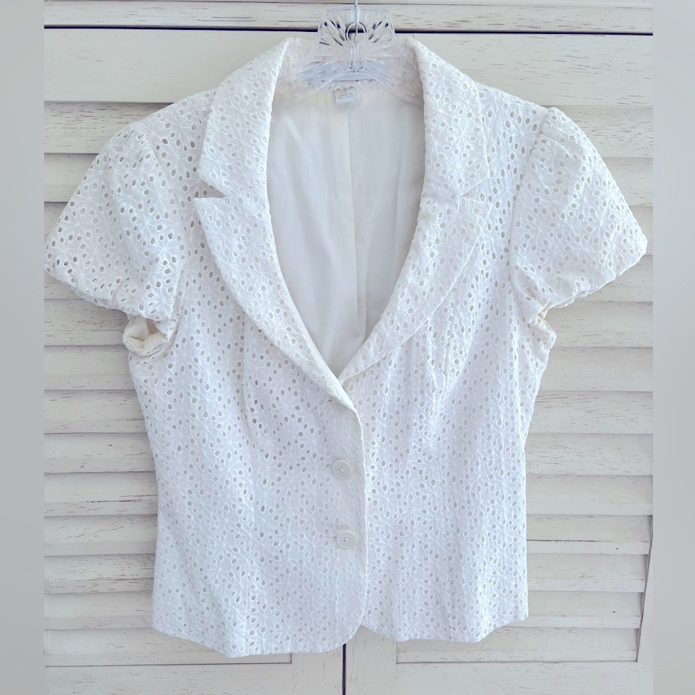 Express eyelet short sleeve blazer